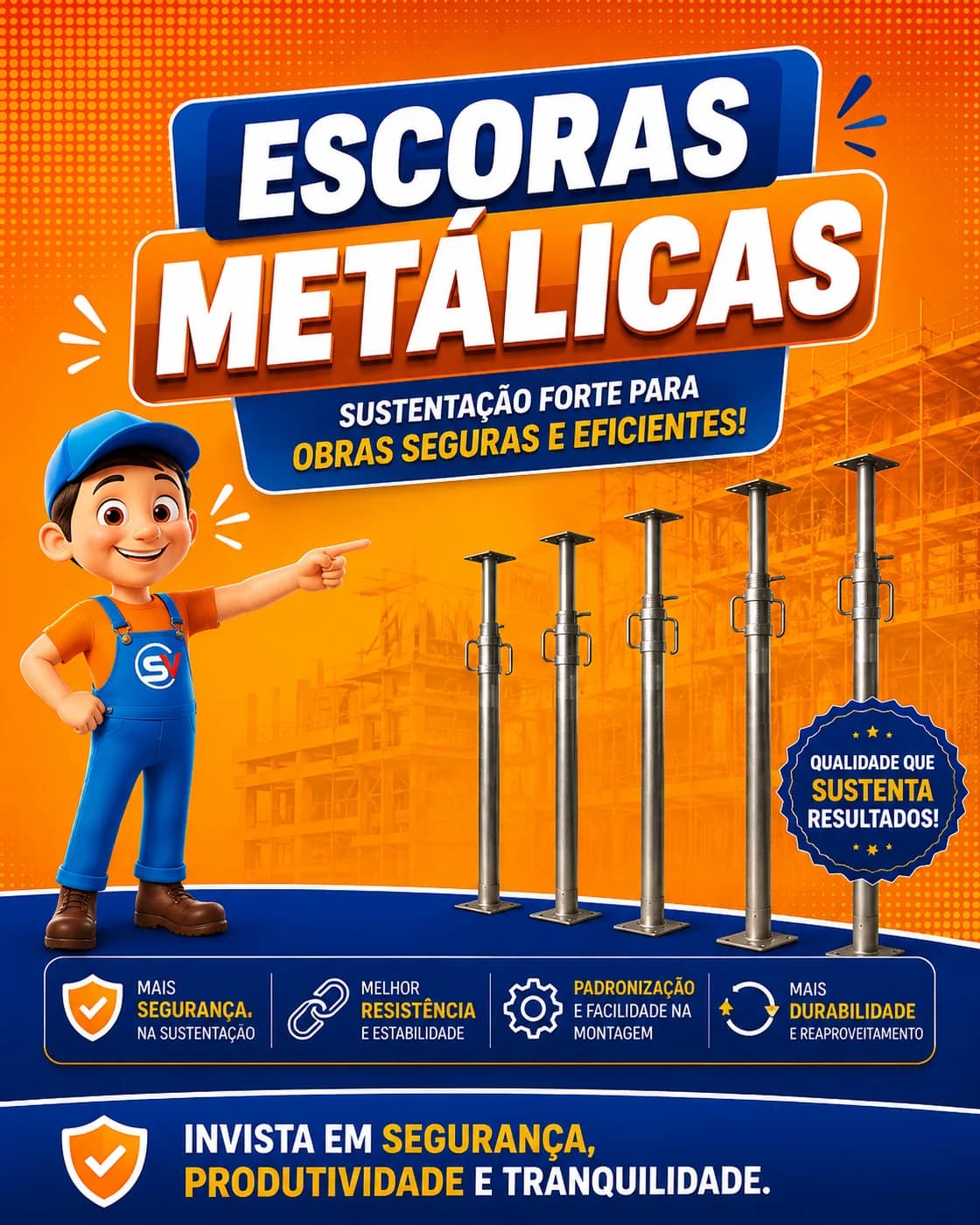 Escoras metálicas para locação — sustentação forte para obras seguras e eficientes